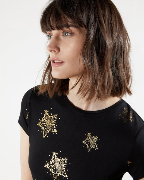 ROMAANA-Tops-Star Detail Fitted Tee- Ted Baker Romania